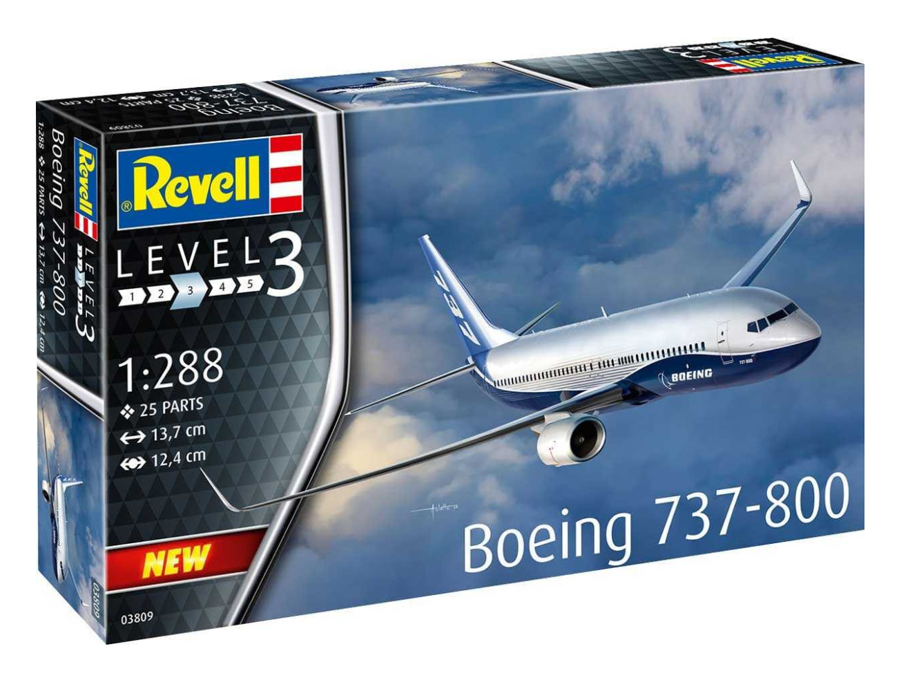 KIT PARA MONTAR REVELL AVIÃO COMERCIAL BOEING 737-800 1/288 25